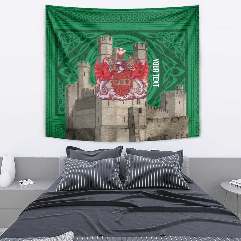 Personalized Caernarfonshire Wales Tapestry Caernarfon Castle and Emblem Celtic Style - Wonder Print Shop
