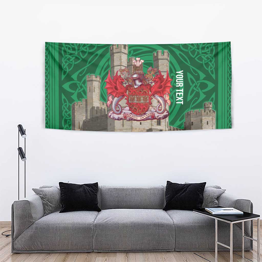 Personalized Caernarfonshire Wales Tapestry Caernarfon Castle and Emblem Celtic Style - Wonder Print Shop