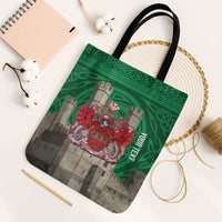 Personalized Caernarfonshire Wales Tote Bag Caernarfon Castle and Emblem Celtic Style - Wonder Print Shop