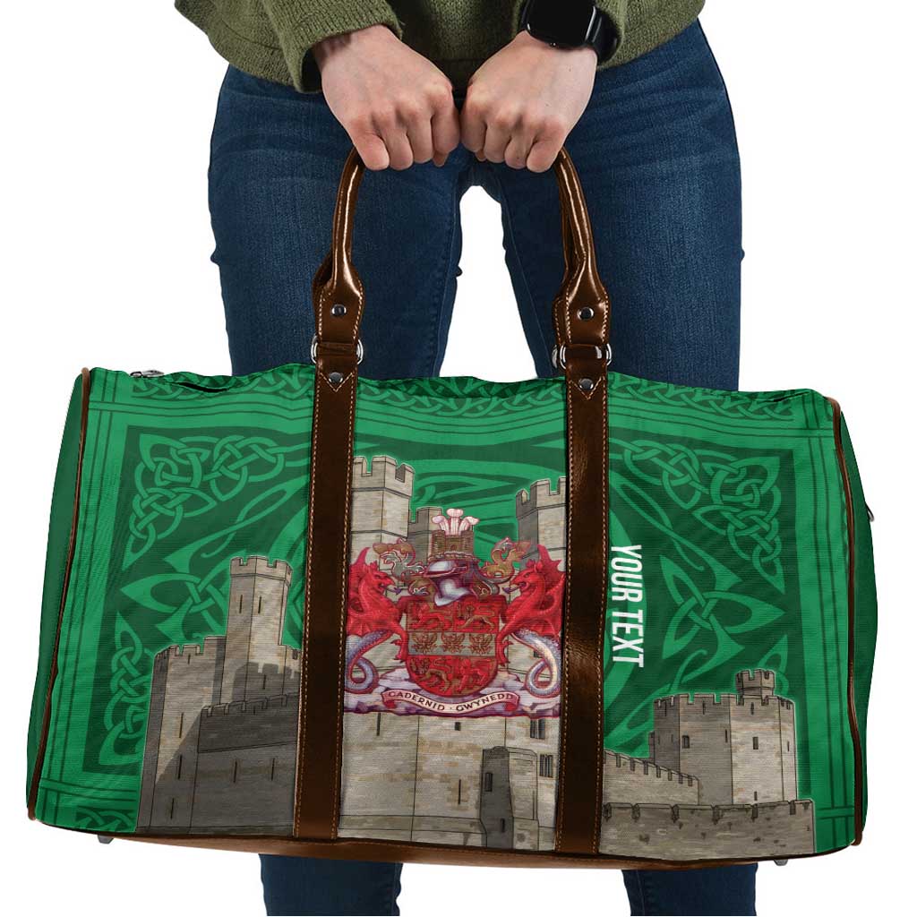 Personalized Caernarfonshire Wales Travel Bag Caernarfon Castle and Emblem Celtic Style - Wonder Print Shop