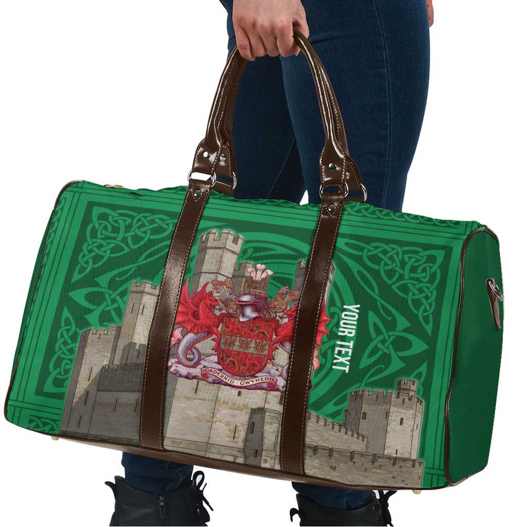 Personalized Caernarfonshire Wales Travel Bag Caernarfon Castle and Emblem Celtic Style - Wonder Print Shop