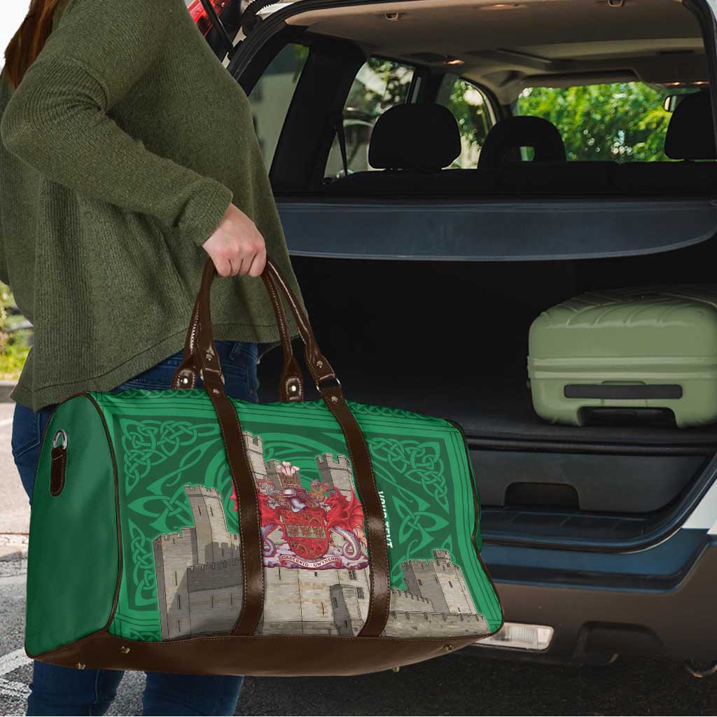 Personalized Caernarfonshire Wales Travel Bag Caernarfon Castle and Emblem Celtic Style - Wonder Print Shop