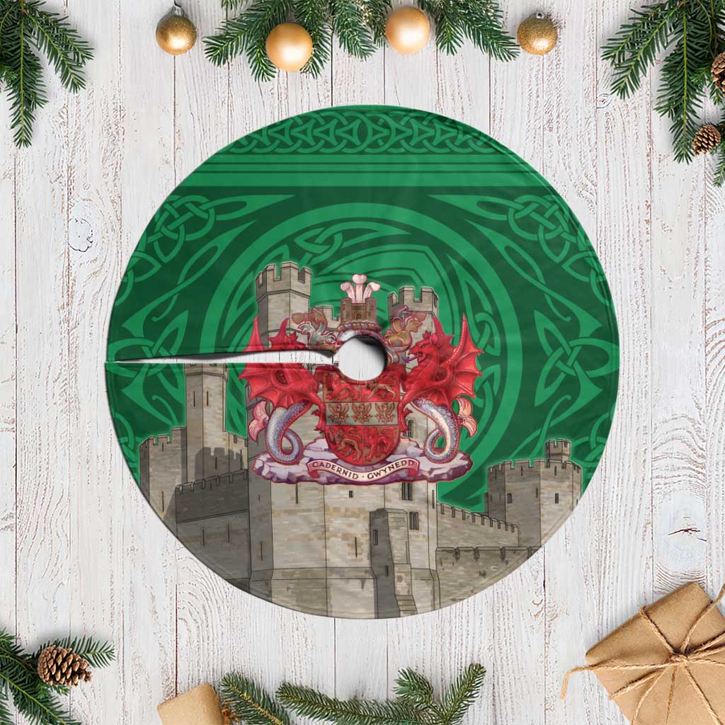 Caernarfonshire Wales Tree Skirt Caernarfon Castle and Emblem Celtic Style - Wonder Print Shop