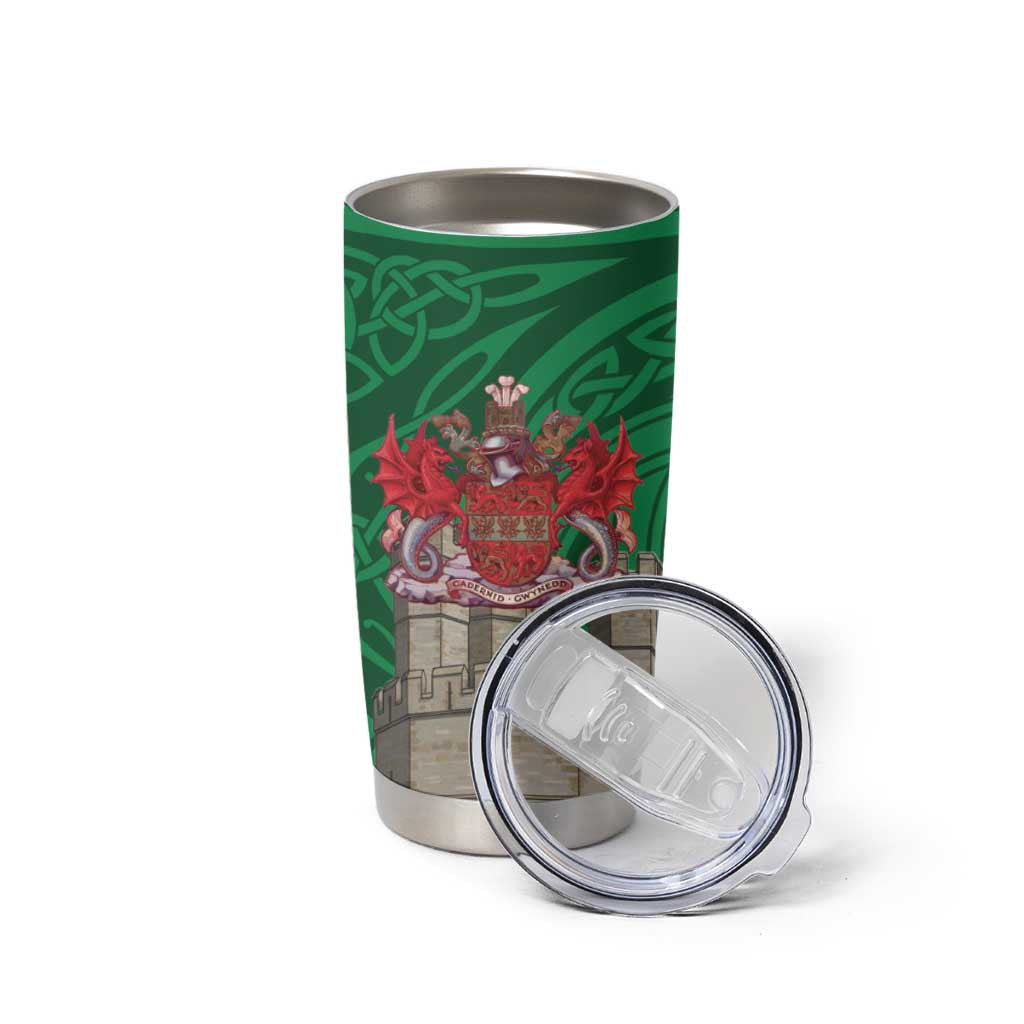 Personalized Caernarfonshire Wales Tumbler Cup Caernarfon Castle and Emblem Celtic Style - Wonder Print Shop