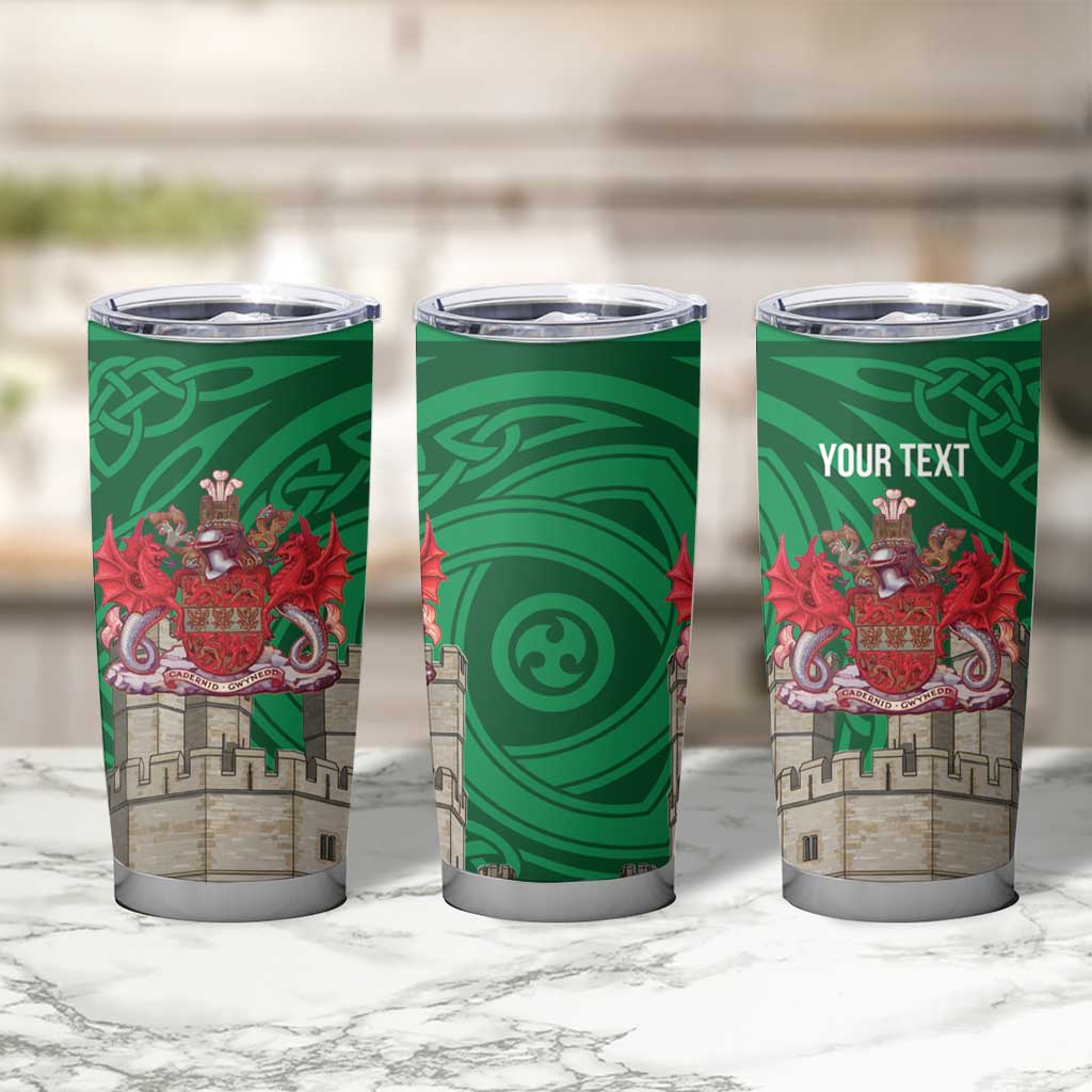 Personalized Caernarfonshire Wales Tumbler Cup Caernarfon Castle and Emblem Celtic Style - Wonder Print Shop