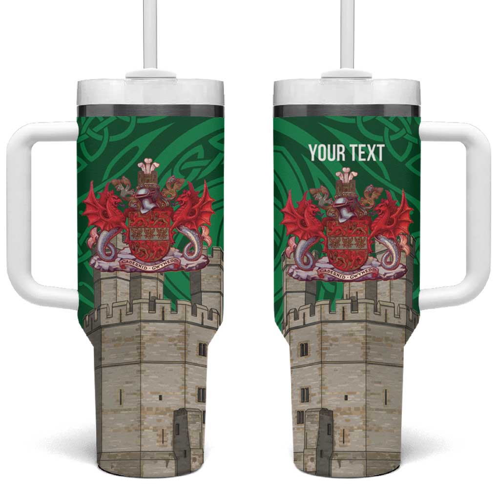 Personalized Caernarfonshire Wales Tumbler With Handle Caernarfon Castle and Emblem Celtic Style - Wonder Print Shop