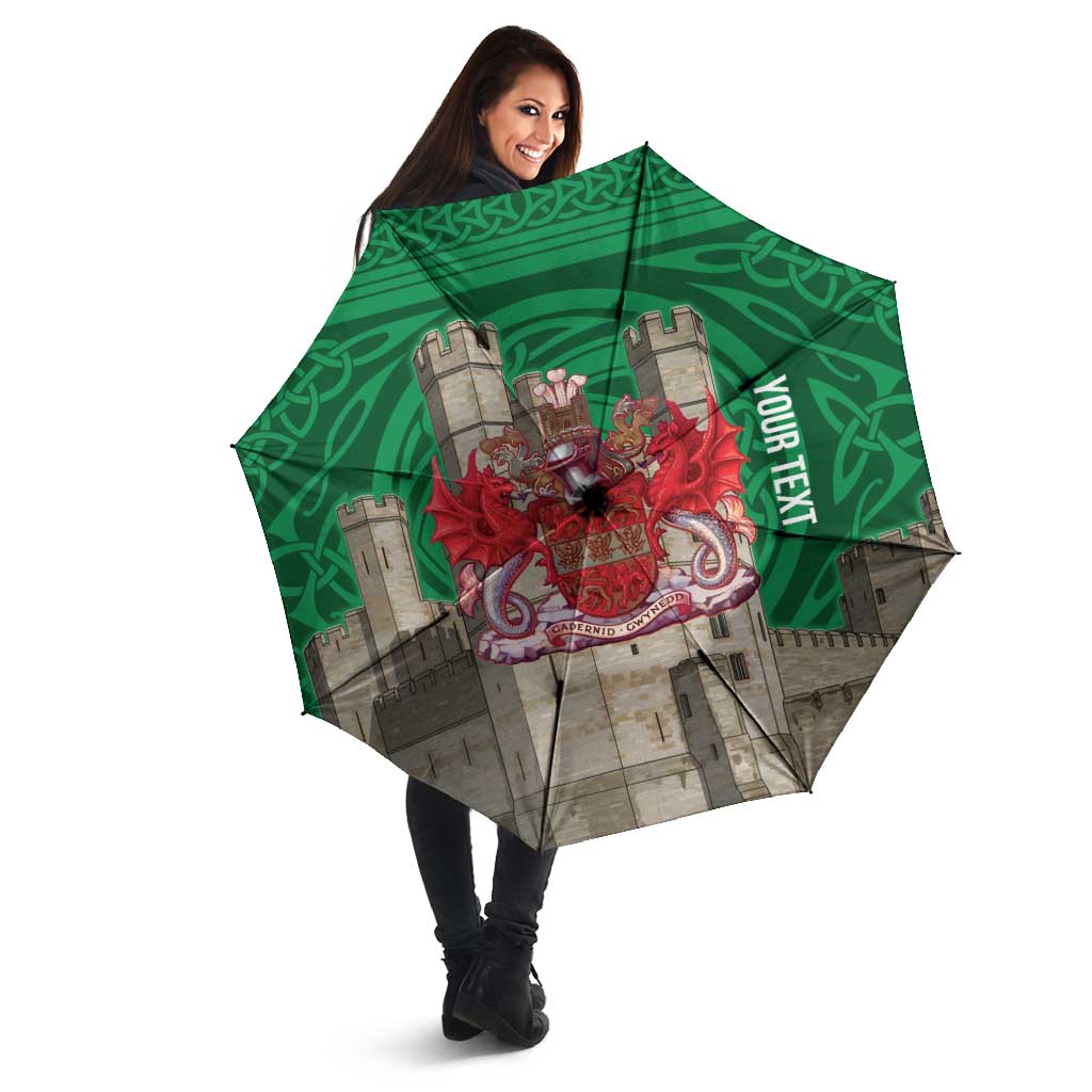 Personalized Caernarfonshire Wales Umbrella Caernarfon Castle and Emblem Celtic Style - Wonder Print Shop