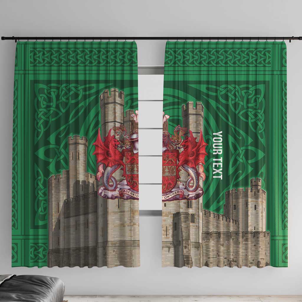 Personalized Caernarfonshire Wales Window Curtain Caernarfon Castle and Emblem Celtic Style - Wonder Print Shop