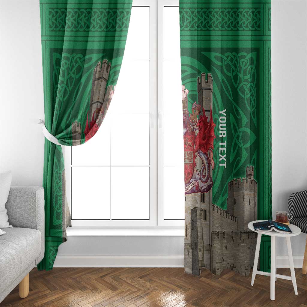Personalized Caernarfonshire Wales Window Curtain Caernarfon Castle and Emblem Celtic Style - Wonder Print Shop