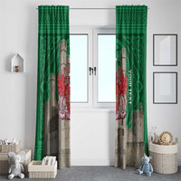 Personalized Caernarfonshire Wales Window Curtain Caernarfon Castle and Emblem Celtic Style - Wonder Print Shop