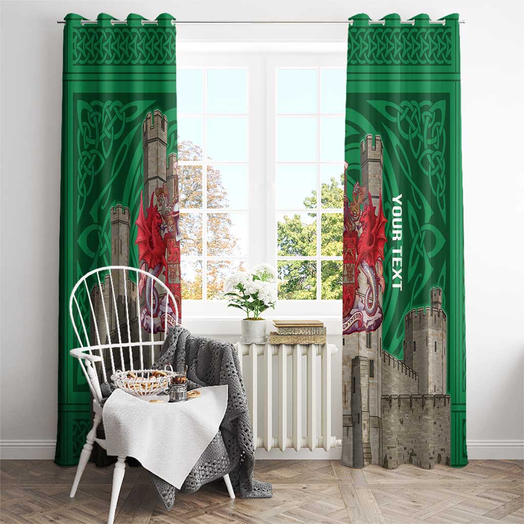 Personalized Caernarfonshire Wales Window Curtain Caernarfon Castle and Emblem Celtic Style - Wonder Print Shop