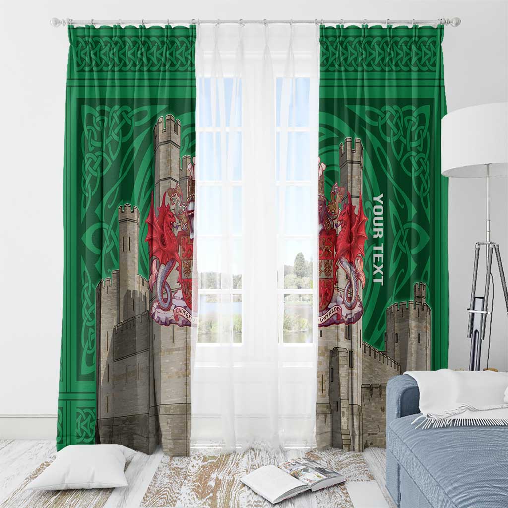 Personalized Caernarfonshire Wales Window Curtain Caernarfon Castle and Emblem Celtic Style - Wonder Print Shop