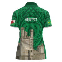 Personalized Caernarfonshire Wales Women Polo Shirt Caernarfon Castle and Emblem Celtic Style - Wonder Print Shop
