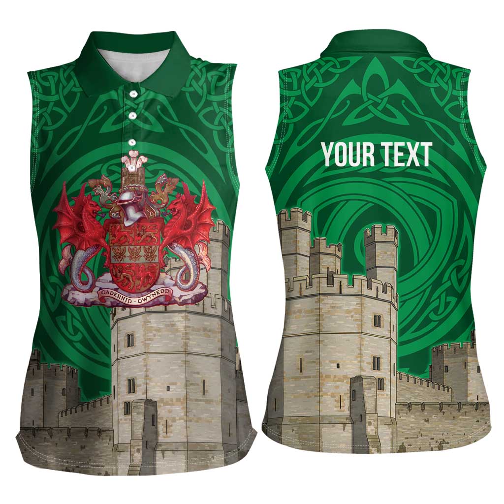 Personalized Caernarfonshire Wales Women Sleeveless Polo Shirt Caernarfon Castle and Emblem Celtic Style - Wonder Print Shop