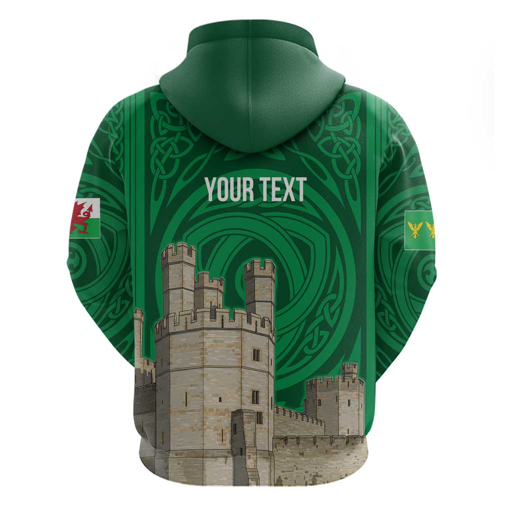 Personalized Caernarfonshire Wales Zip Hoodie Caernarfon Castle and Emblem Celtic Style - Wonder Print Shop