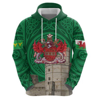 Personalized Caernarfonshire Wales Zip Hoodie Caernarfon Castle and Emblem Celtic Style - Wonder Print Shop