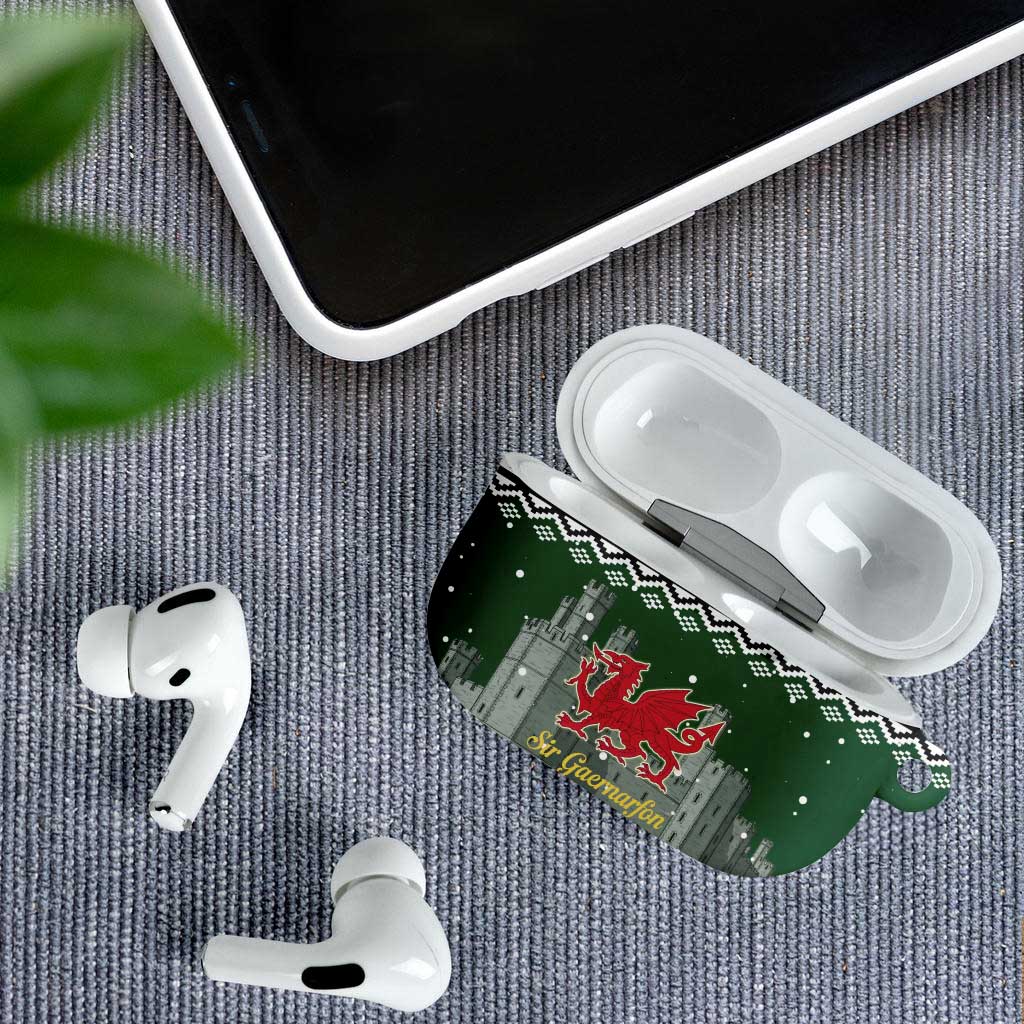 Caernarfonshire Wales Christmas AirPods Case Caernarfon Castle Red Dragon - Wonder Print Shop