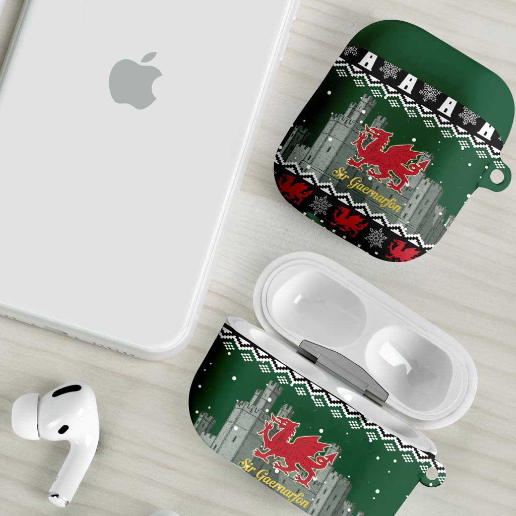 Caernarfonshire Wales Christmas AirPods Case Caernarfon Castle Red Dragon - Wonder Print Shop
