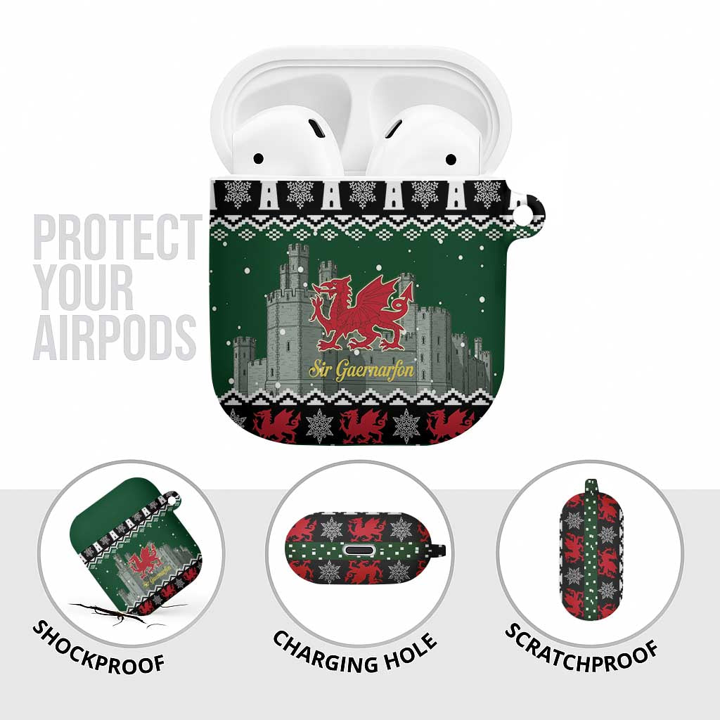 Caernarfonshire Wales Christmas AirPods Case Caernarfon Castle Red Dragon - Wonder Print Shop