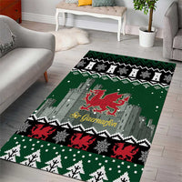 Caernarfonshire Wales Christmas Area Rug Caernarfon Castle Red Dragon - Wonder Print Shop