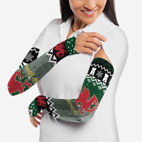 Caernarfonshire Wales Christmas Arm Sleeves Caernarfon Castle Red Dragon - Wonder Print Shop