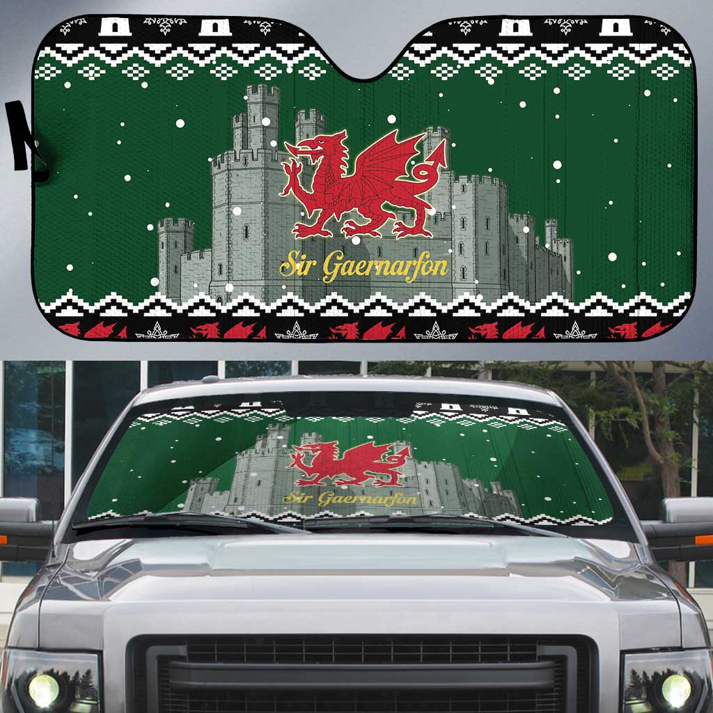 Caernarfonshire Wales Christmas Auto Sun Shade Caernarfon Castle Red Dragon - Wonder Print Shop