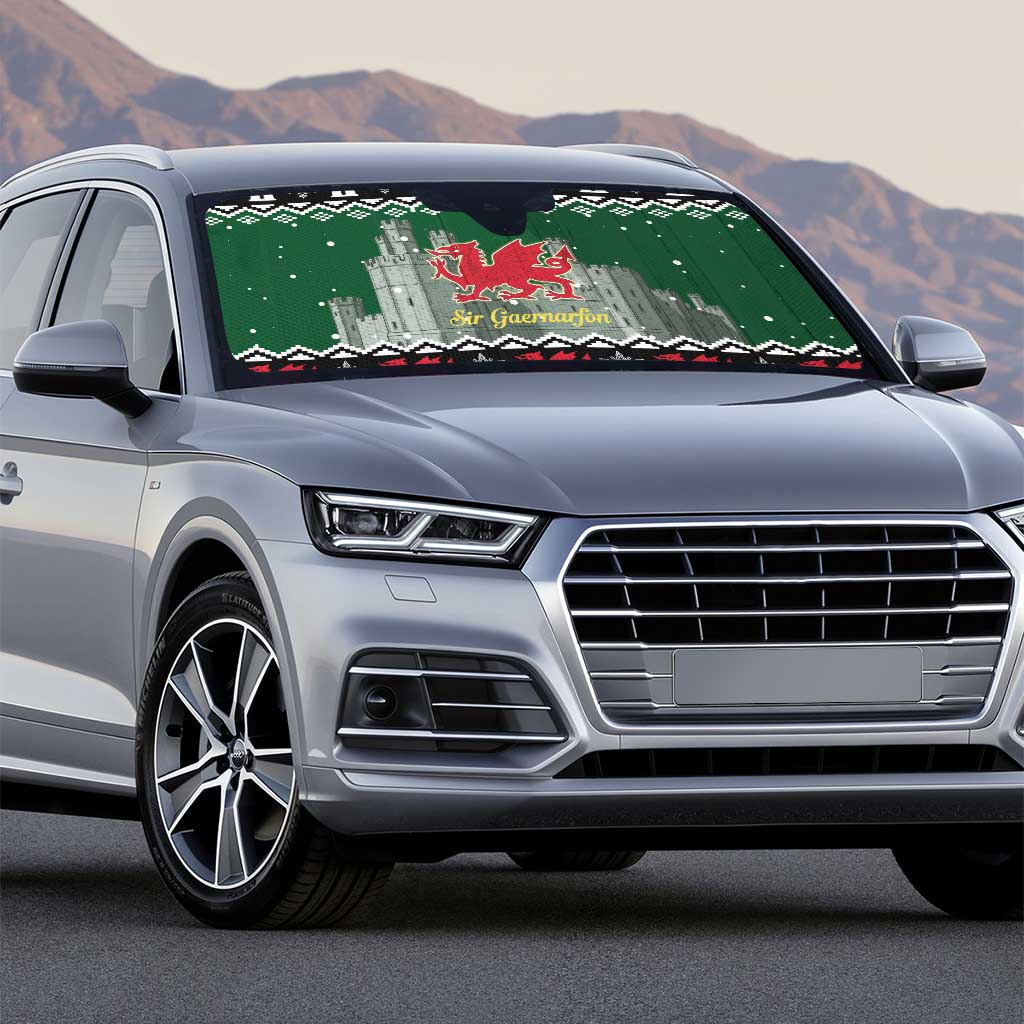 Caernarfonshire Wales Christmas Auto Sun Shade Caernarfon Castle Red Dragon - Wonder Print Shop