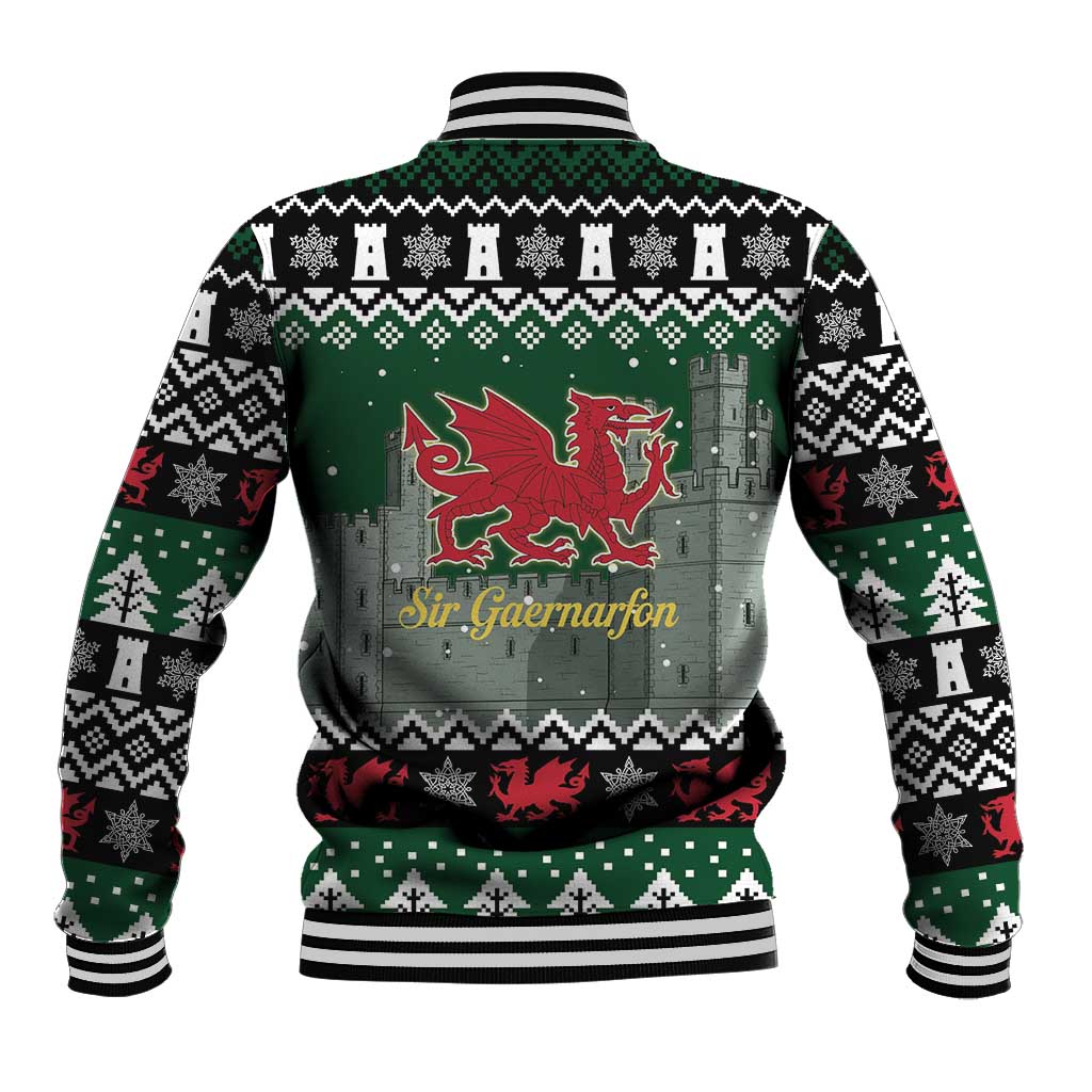 Caernarfonshire Wales Christmas Baseball Jacket Caernarfon Castle Red Dragon - Wonder Print Shop
