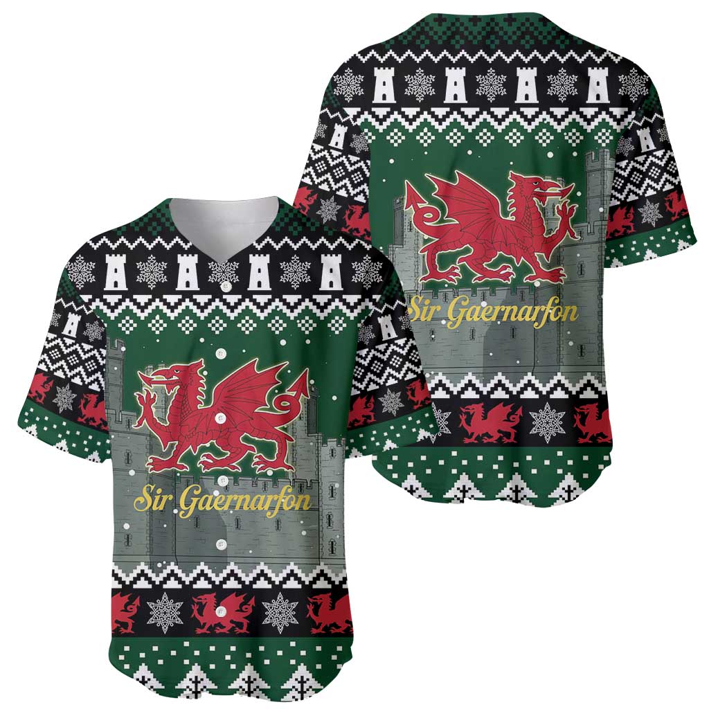 Caernarfonshire Wales Christmas Baseball Jersey Caernarfon Castle Red Dragon - Wonder Print Shop