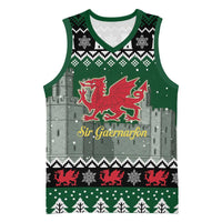 Caernarfonshire Wales Christmas Basketball Jersey Caernarfon Castle Red Dragon - Wonder Print Shop