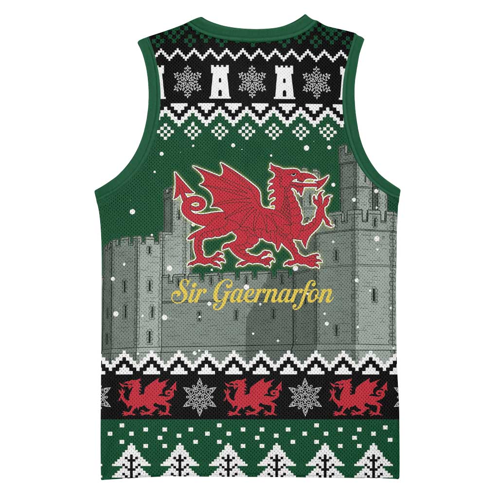 Caernarfonshire Wales Christmas Basketball Jersey Caernarfon Castle Red Dragon - Wonder Print Shop