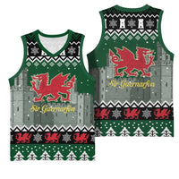 Caernarfonshire Wales Christmas Basketball Jersey Caernarfon Castle Red Dragon - Wonder Print Shop