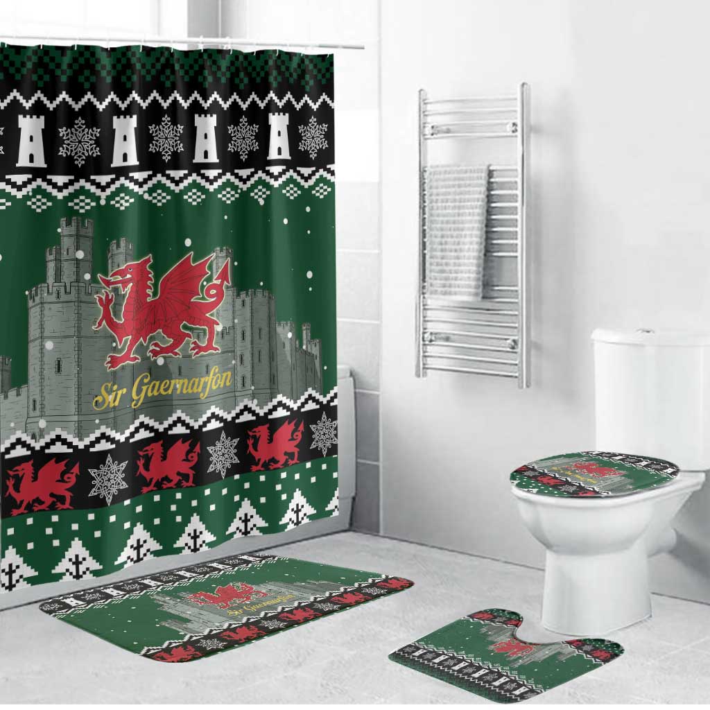 Caernarfonshire Wales Christmas Bathroom Set Caernarfon Castle Red Dragon - Wonder Print Shop