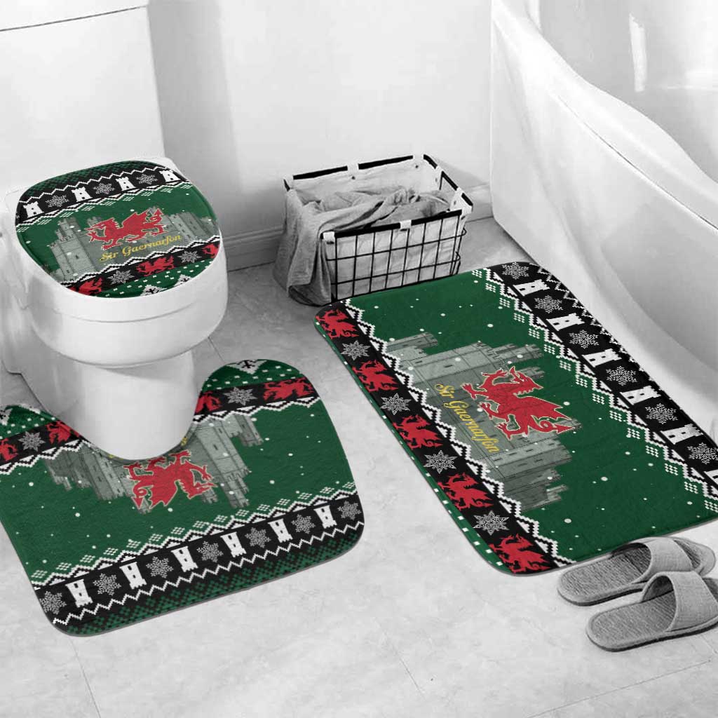 Caernarfonshire Wales Christmas Bathroom Set Caernarfon Castle Red Dragon - Wonder Print Shop