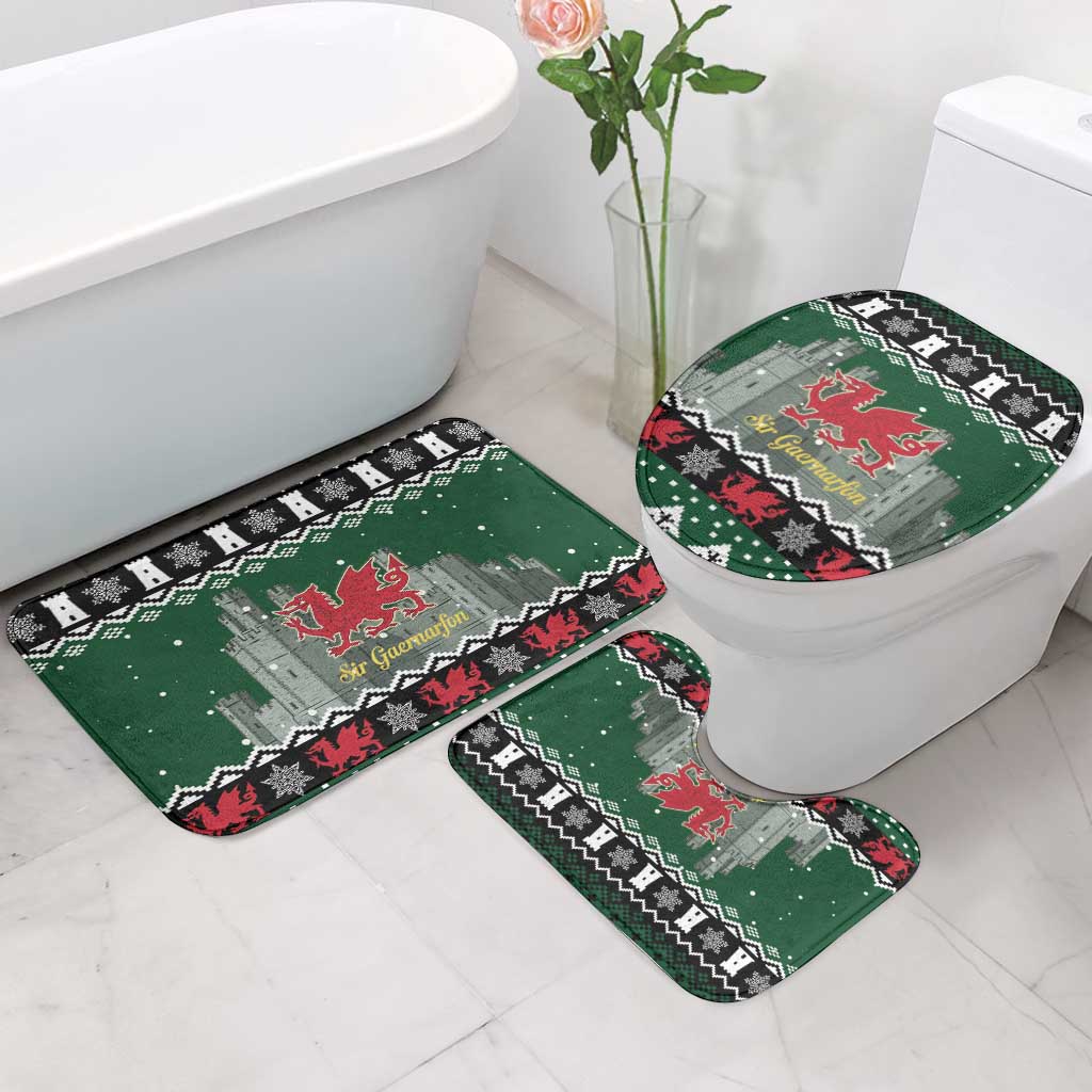 Caernarfonshire Wales Christmas Bathroom Set Caernarfon Castle Red Dragon - Wonder Print Shop