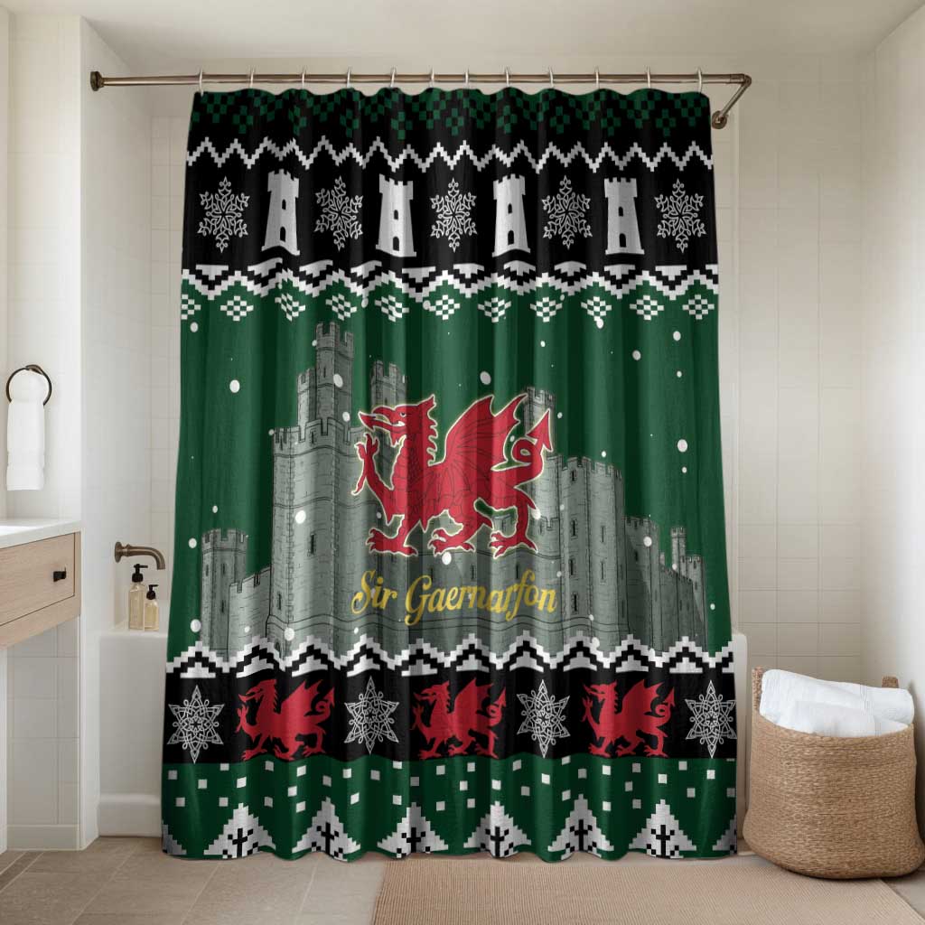 Caernarfonshire Wales Christmas Bathroom Set Caernarfon Castle Red Dragon - Wonder Print Shop