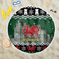 Caernarfonshire Wales Christmas Beach Blanket Caernarfon Castle Red Dragon - Wonder Print Shop