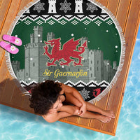 Caernarfonshire Wales Christmas Beach Blanket Caernarfon Castle Red Dragon - Wonder Print Shop