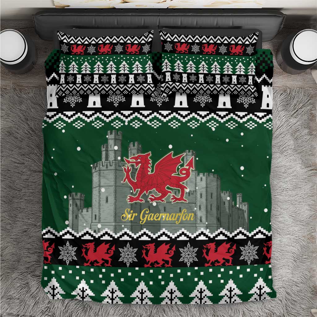 Caernarfonshire Wales Christmas Bedding Set Caernarfon Castle Red Dragon - Wonder Print Shop