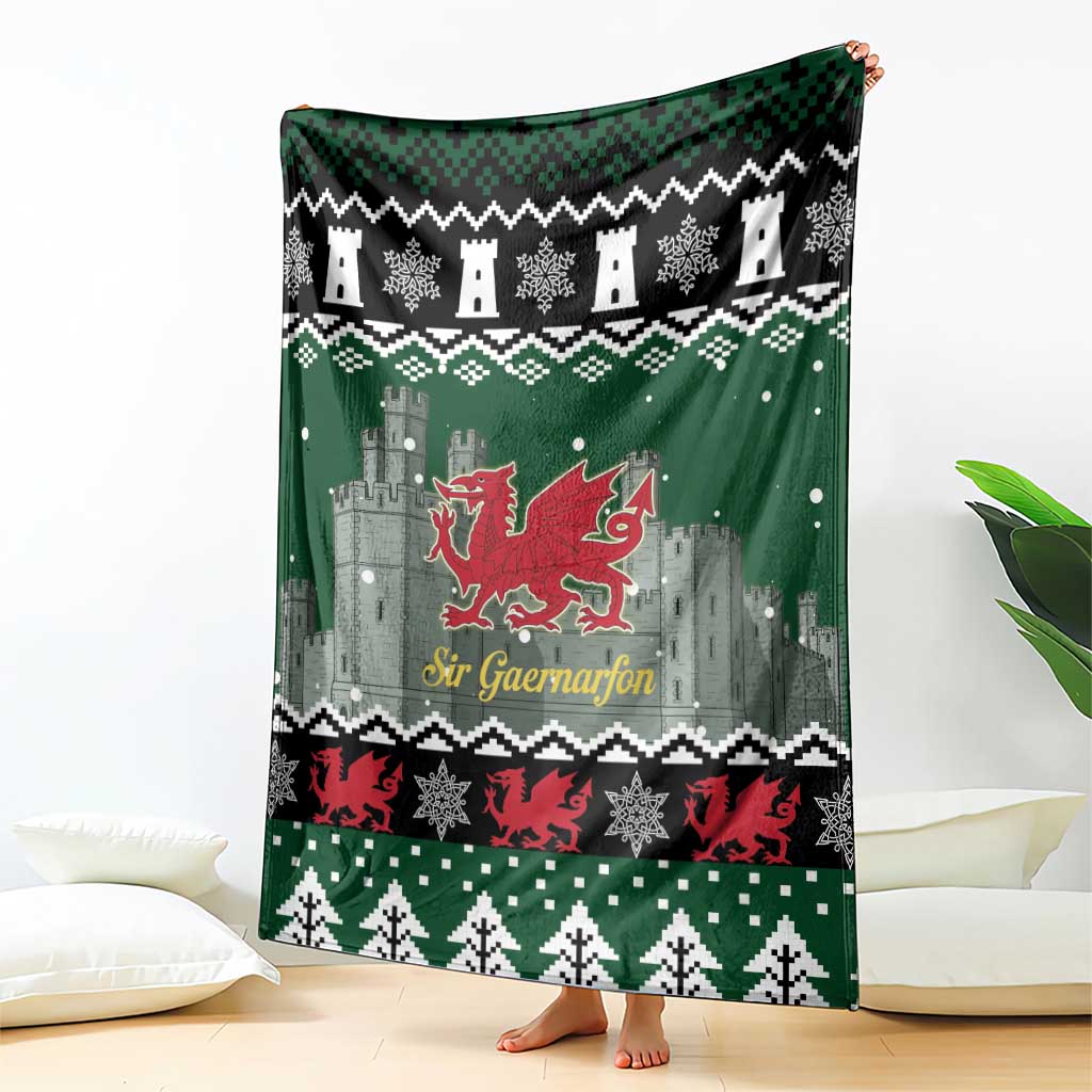 Caernarfonshire Wales Christmas Blanket Caernarfon Castle Red Dragon - Wonder Print Shop