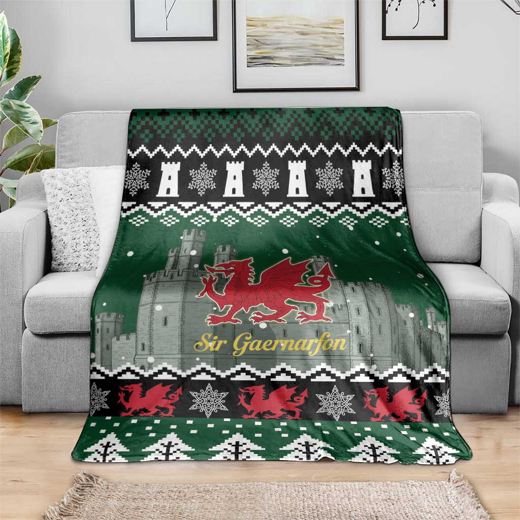 Caernarfonshire Wales Christmas Blanket Caernarfon Castle Red Dragon - Wonder Print Shop