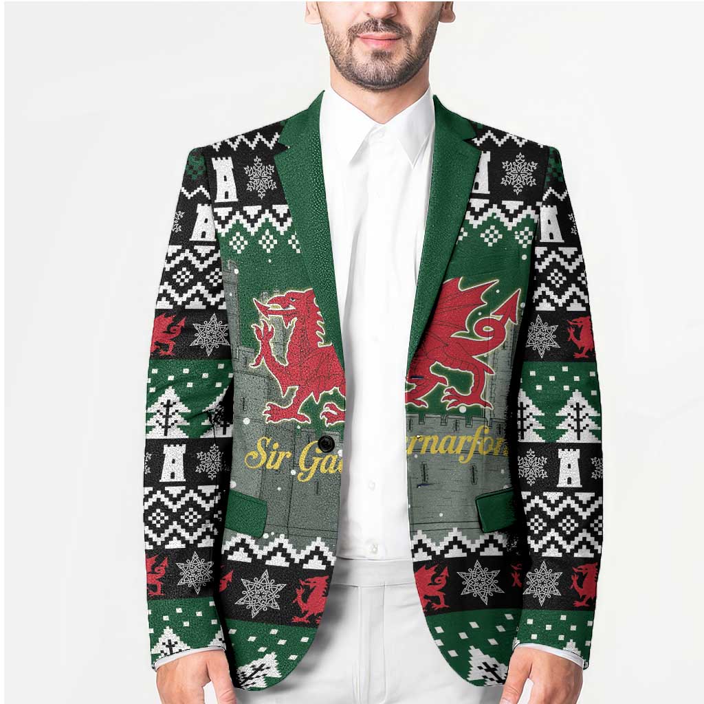 Caernarfonshire Wales Christmas Blazer Caernarfon Castle Red Dragon - Wonder Print Shop