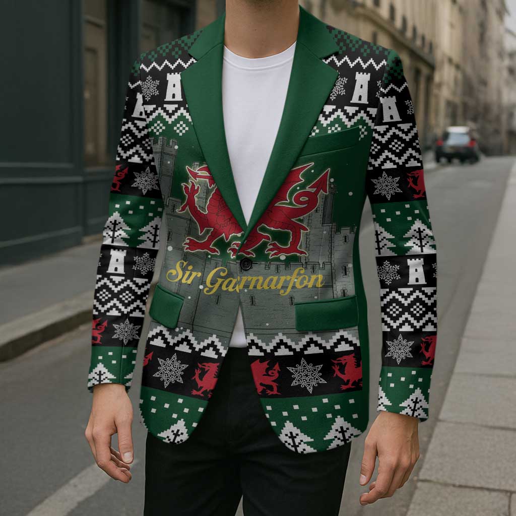 Caernarfonshire Wales Christmas Blazer Caernarfon Castle Red Dragon - Wonder Print Shop