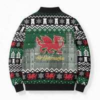 Caernarfonshire Wales Christmas Bomber Puffer Jacket Caernarfon Castle Red Dragon - Wonder Print Shop
