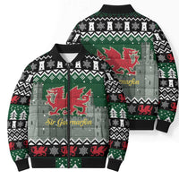 Caernarfonshire Wales Christmas Bomber Puffer Jacket Caernarfon Castle Red Dragon - Wonder Print Shop