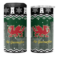 Caernarfonshire Wales Christmas 4 in 1 Can Cooler Tumbler Caernarfon Castle Red Dragon - Wonder Print Shop