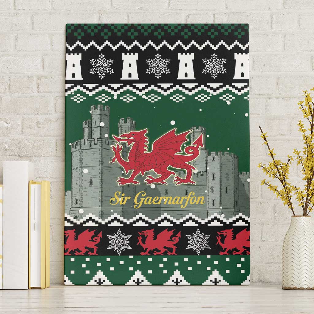 Caernarfonshire Wales Christmas Canvas Wall Art Caernarfon Castle Red Dragon - Wonder Print Shop