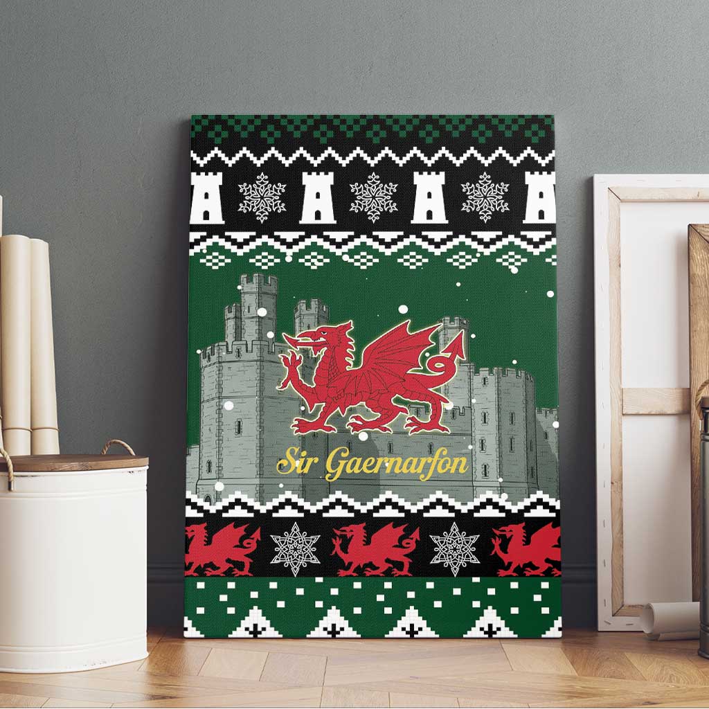 Caernarfonshire Wales Christmas Canvas Wall Art Caernarfon Castle Red Dragon - Wonder Print Shop