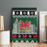 Caernarfonshire Wales Christmas Canvas Wall Art Caernarfon Castle Red Dragon - Wonder Print Shop