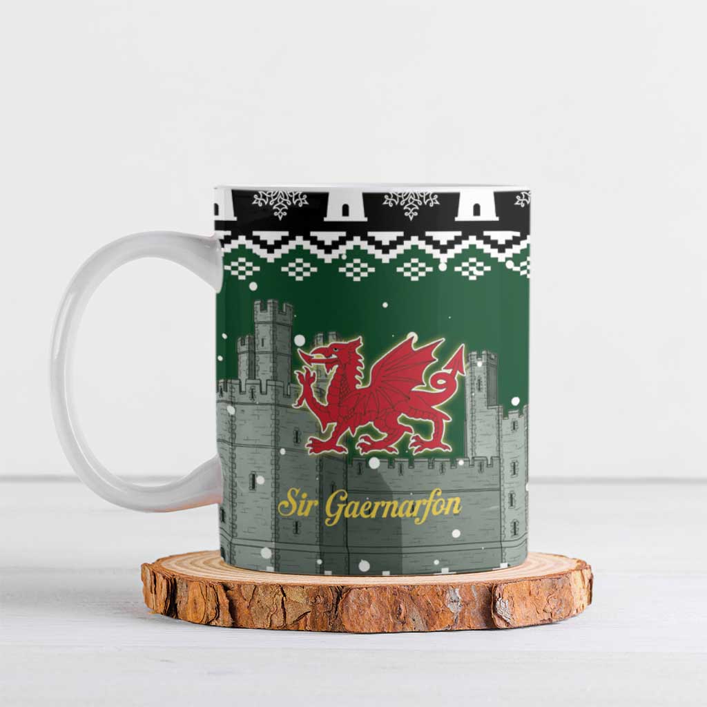 Caernarfonshire Wales Christmas Ceramic Mug Caernarfon Castle Red Dragon - Wonder Print Shop